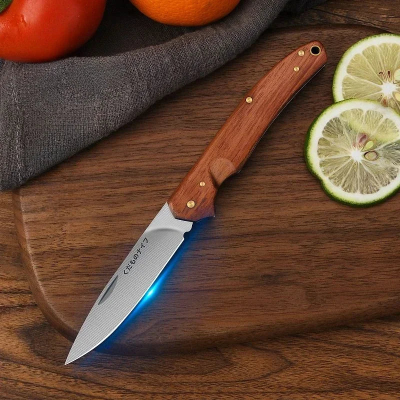 PLYS Folding Fruit Knife – Stainless Steel & Wood Handle Folding Fruit Knife Axl style A