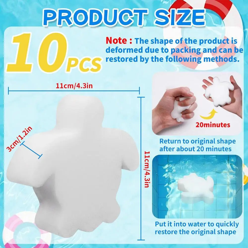 10-Pack Turtle Scum Absorber Sponges – Pool, Hot Tub & Spa Pool Cleaning Sponge Axl 10PCS