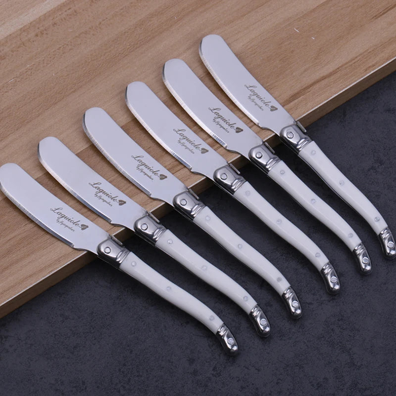 Laguiole-Style Butter & Cheese Spreader Set 4-6 Pcs | Rainbow Cheese Spreader Set Axl 6pcs white