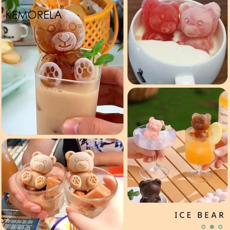 KEMORELA 6-Grid 3D Bear Silicone Ice Cube Mold – Teddy Shape Silicone Ice Cube Mold Axl