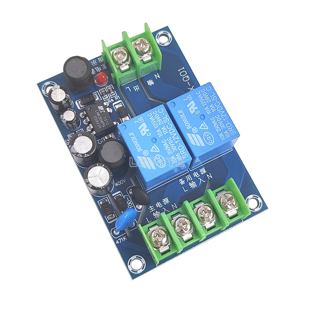 2-Channel Automatic Power Switch Module 220V 10A Dual Input Power Transfer Module Axl