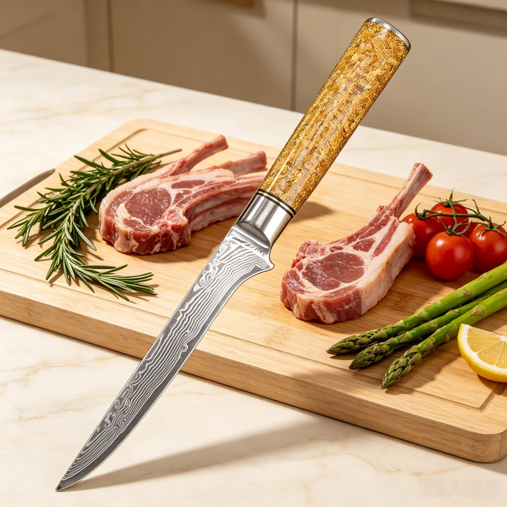 67-Layer Damascus Steel Boning Knife – Sharp Chef Slicing Knife Damascus Boning Knife Axl