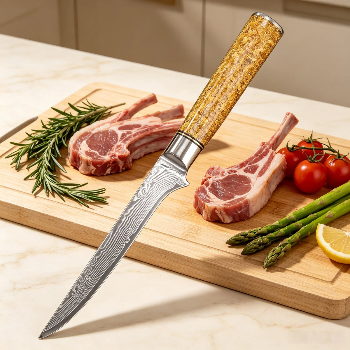 67-Layer Damascus Steel Boning Knife – Sharp Chef Slicing Knife Damascus Boning Knife Axl