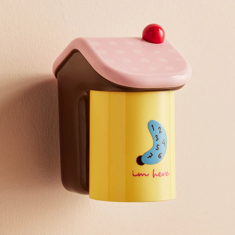 Magnetic Wall-Mounted Toothbrush Holder & Mouthwash Cup Toothbrush Holder Axl Yellow