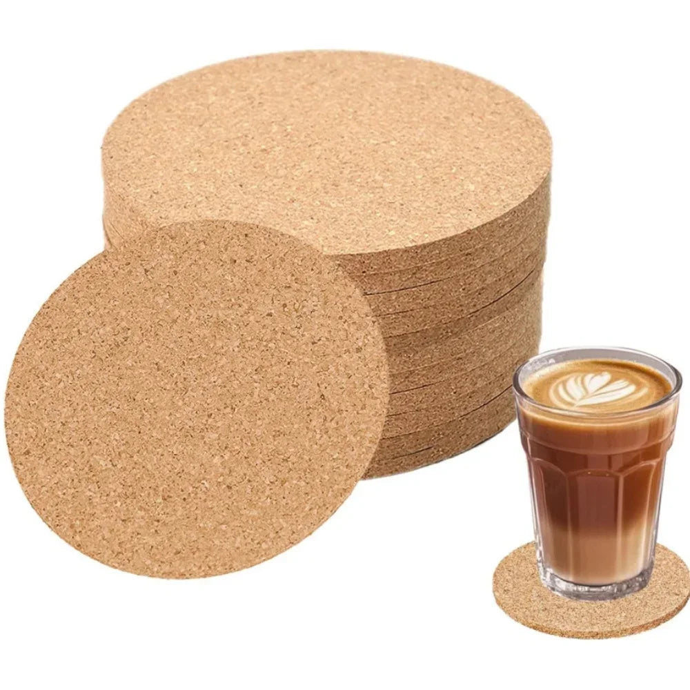 Round Cork Coasters – Heat-Resistant Drink Coasters Set of 2/4/6 Cork Drink Coasters Axl