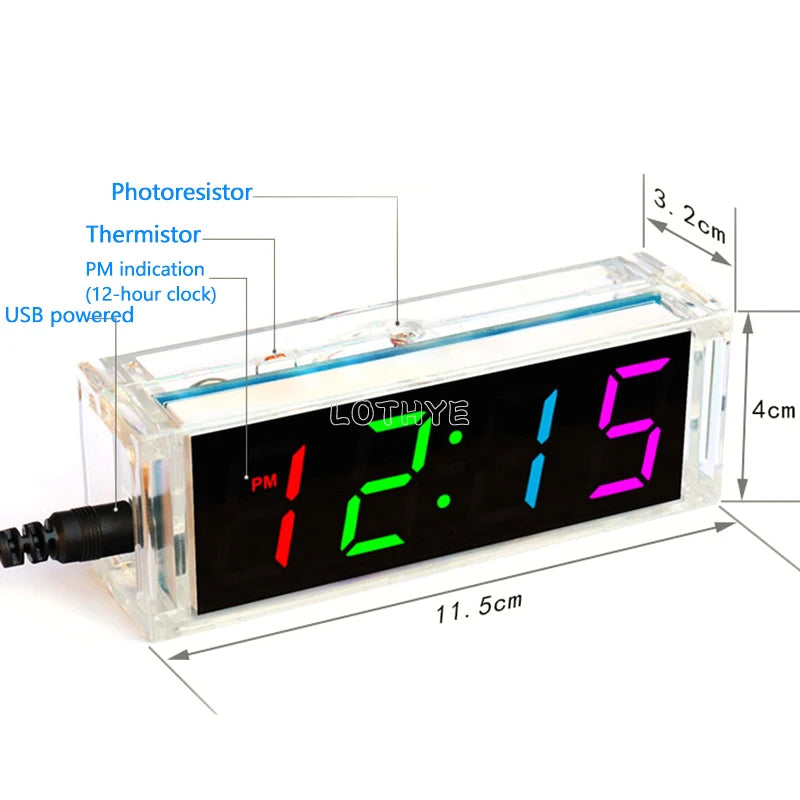 DIY Multicolor Digital Tube Clock Kit – 51 Microcontroller DIY Electronics Kit Axl