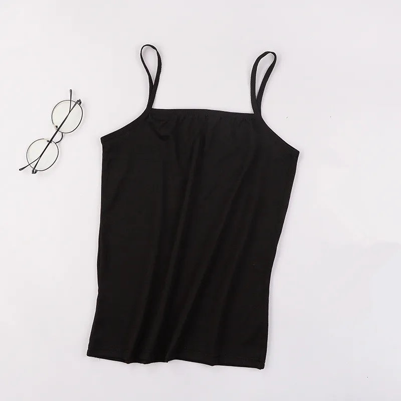 Women's Slim Camisole Crop Top Tank – Halter Vest Undershirt Camisole Crop Top Axl Black One Size