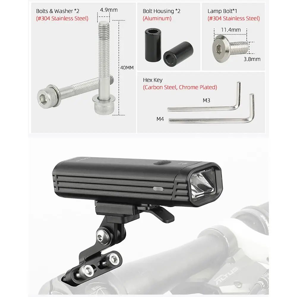 Bicycle Headlight Mount Bracket – GoPro Interface MTB LED Lamp Bike Light Bracket Axl