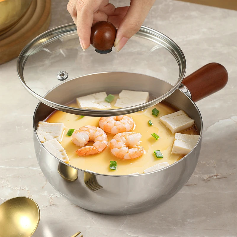 Stainless Steel Milk Pot with Wooden Handle | Compact Cookware Compact Saucepan Axl