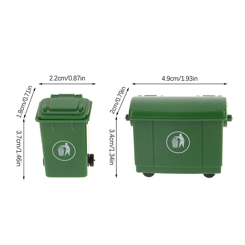 2Pcs 1:12 Dollhouse Miniature Trash Can Set – Curbside Bin Dollhouse Accessories Axl Set