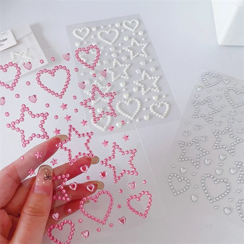 3D Star & Heart Rhinestone Stickers – Kids DIY Craft Gems Craft Sticker Sheet Axl