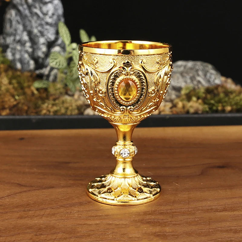 Embossed Metal Chalice Goblet – Vintage Wine & Bar Cup Metal Chalice Goblet Axl A5