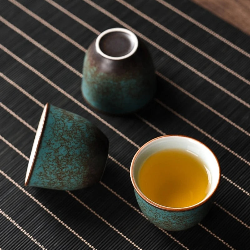 Japanese Crackle Glaze Ceramic Kung Fu Teacup – Vintage Green Ceramic Teacup Axl