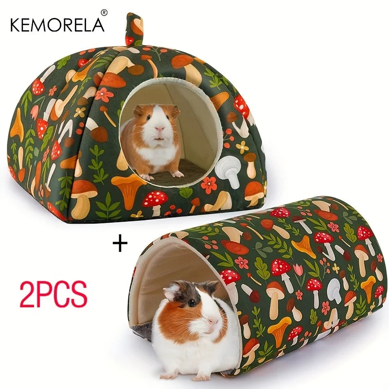 KEMORELA 2PCS Hamster House Warm Mat & Small Animal Bed Small Animal Bed Axl