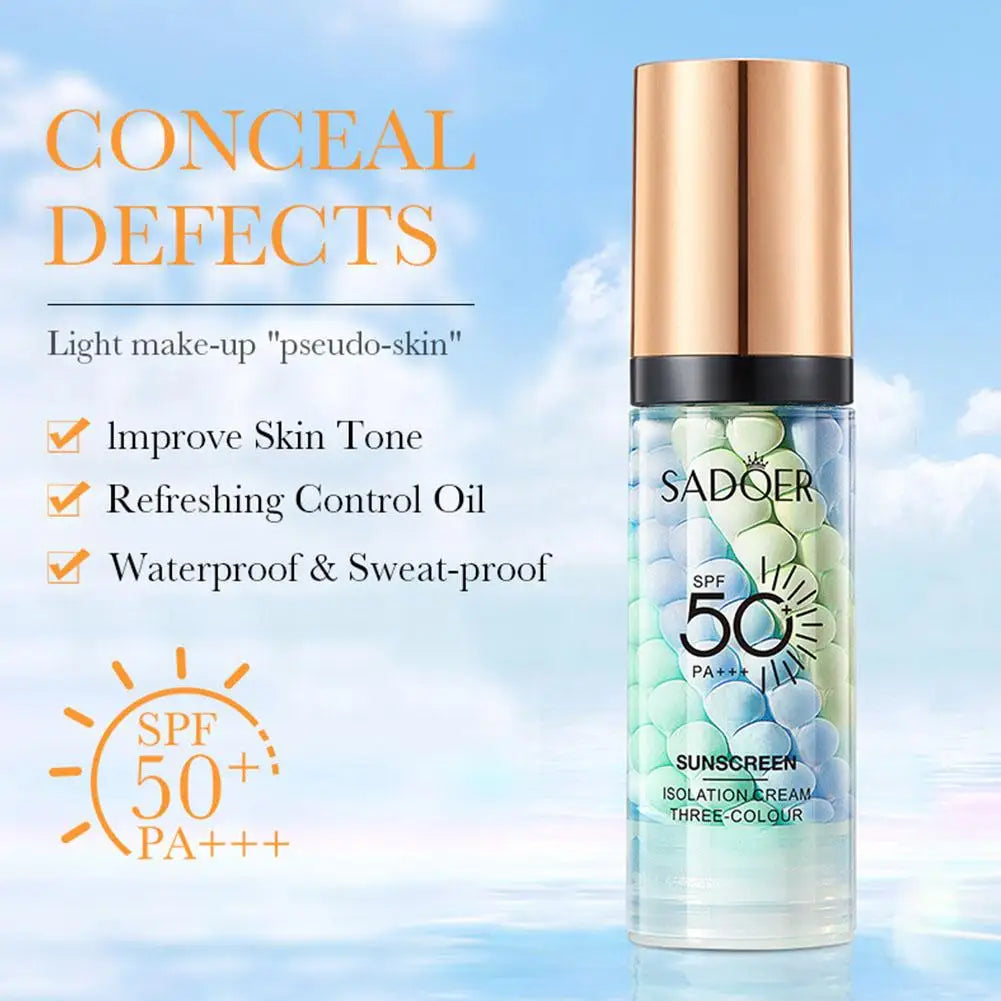 SADOER Tri-Color Makeup Primer SPF50+ Contour Base Cream 40g Makeup Primer Cream Axl