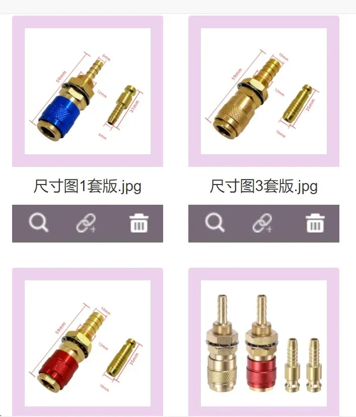 TIG Welding Gas & Water Quick Connector Brass Fittings 6-Pack Welding Quick Connector Axl