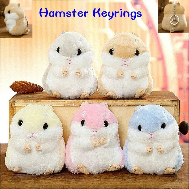 Kawaii Hamster Keychain – Fluffy Faux Fur Pompom Bag Charm Novelty Keychain Axl