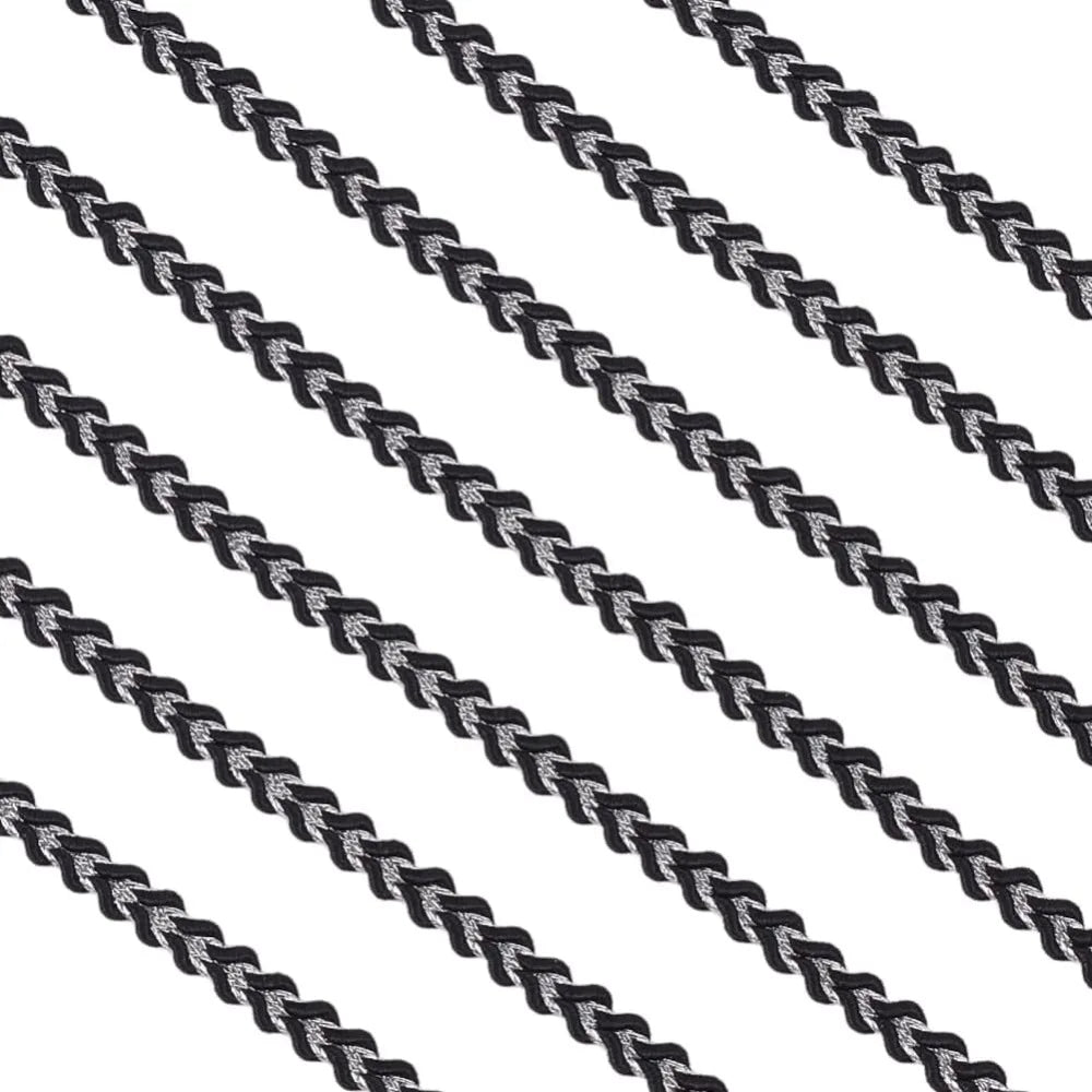 Black Silver Gimp Braid Lace Trim 4mm – 10 Yards Polyester Decorative Lace Trim Axl AECH04-18215