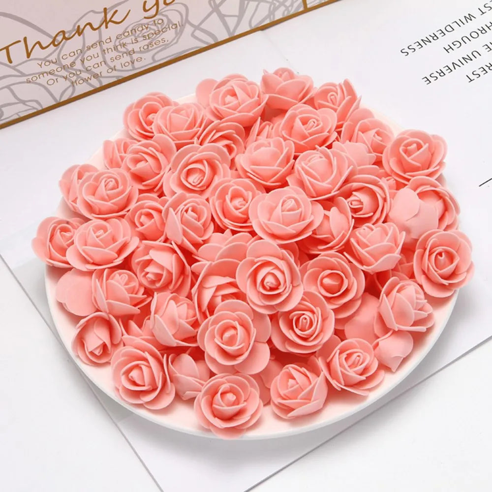 PE Foam Artificial Rose Flower Heads | Wedding & Party Decor Artificial Flower Heads Axl champagne 50pcs