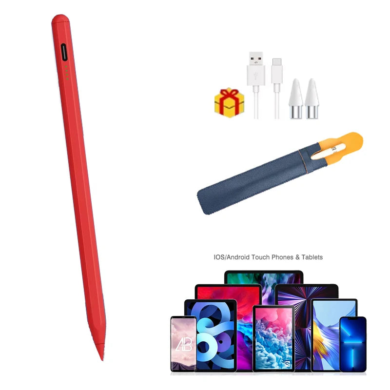 Universal Active Stylus Pen for iPad, Android & Samsung Tablets Tablet Stylus Pen Axl red and bag