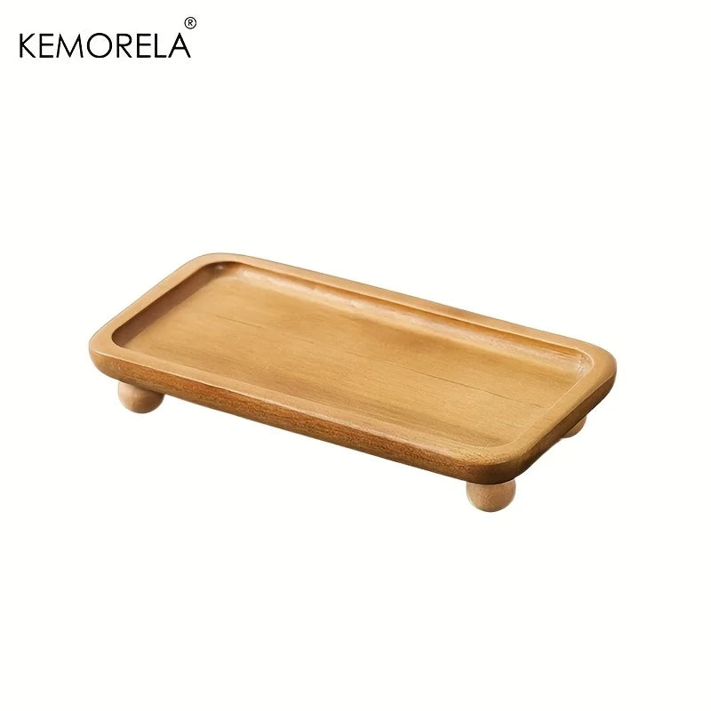 KEMORELA Solid Wood Serving Tray – Vintage Pedestal Stand Wooden Serving Tray Axl B