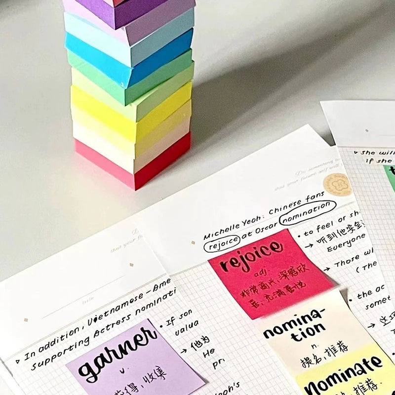 11-Color Fluorescent Sticky Notes Memo Pad Set – School & Office Sticky Note Set Axl