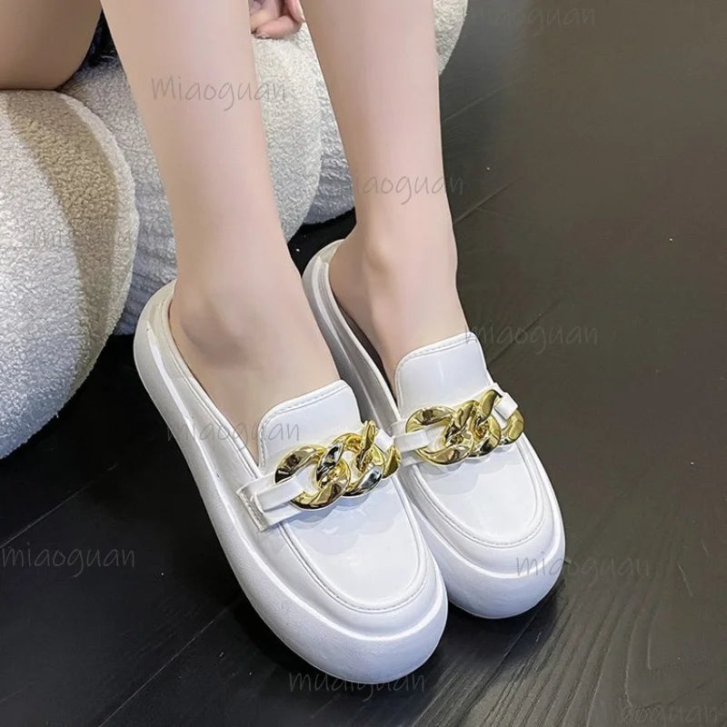 Women's 4CM Platform Chain Slides – Non-Slip Fashion Slippers Platform Slippers Axl