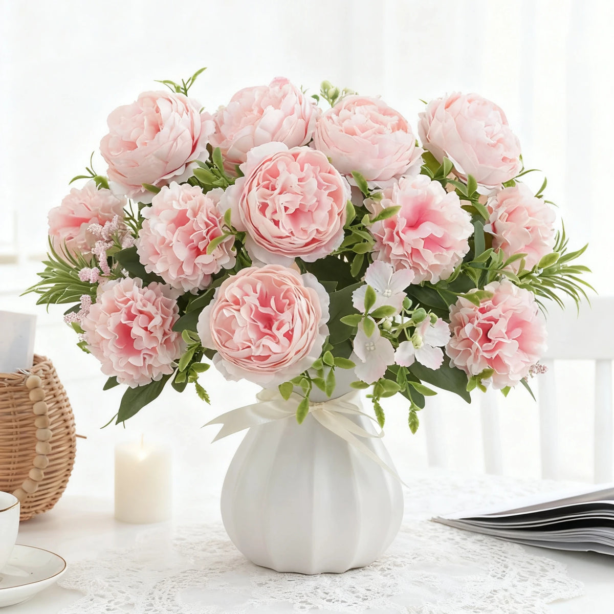 Silk Artificial Chrysanthemum Peony Bouquet – Home & Wedding Decor Artificial Flower Bouquet Axl