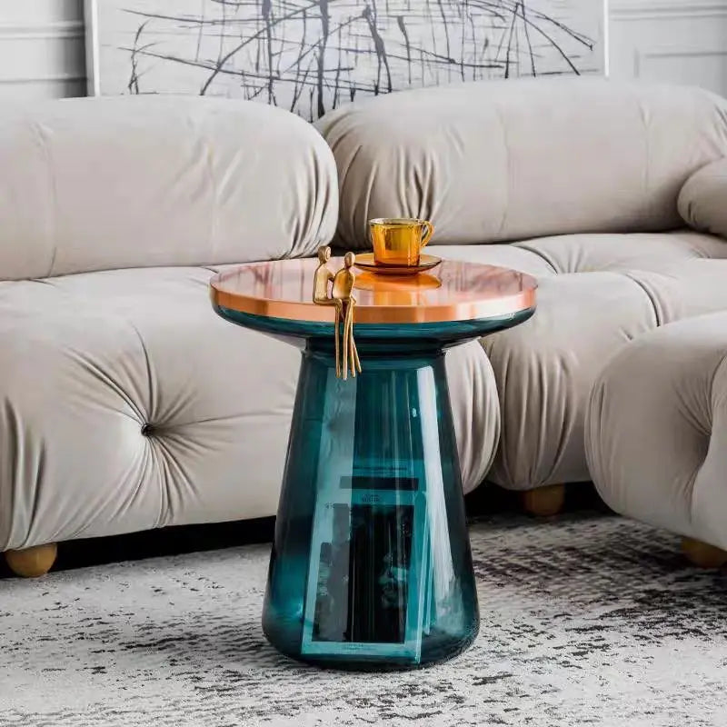 Round Glass Coffee Table – Nordic Modern Living Room Side Table Glass Coffee Table Axl