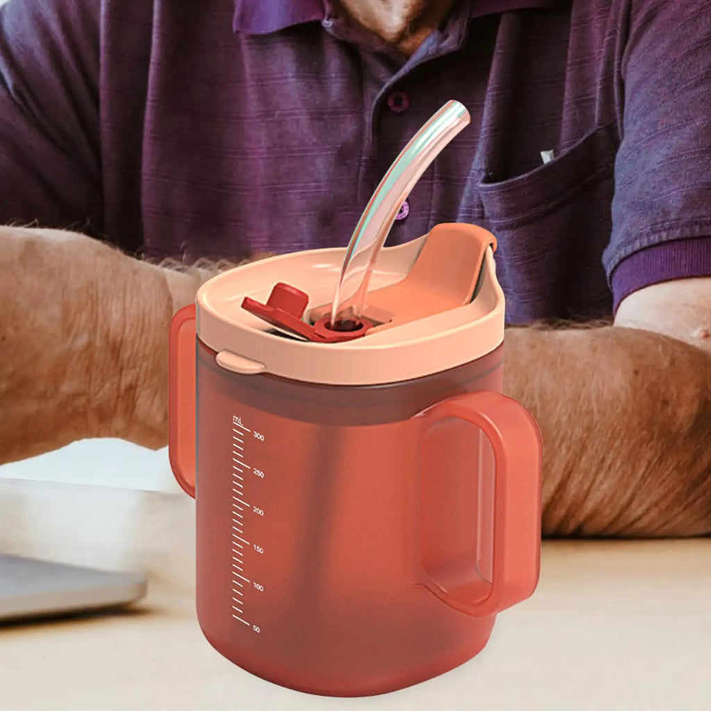 Elderly Drinking Cup with Handles, Straw & Spill-Proof Spout Adaptive Drinking Cup Axl