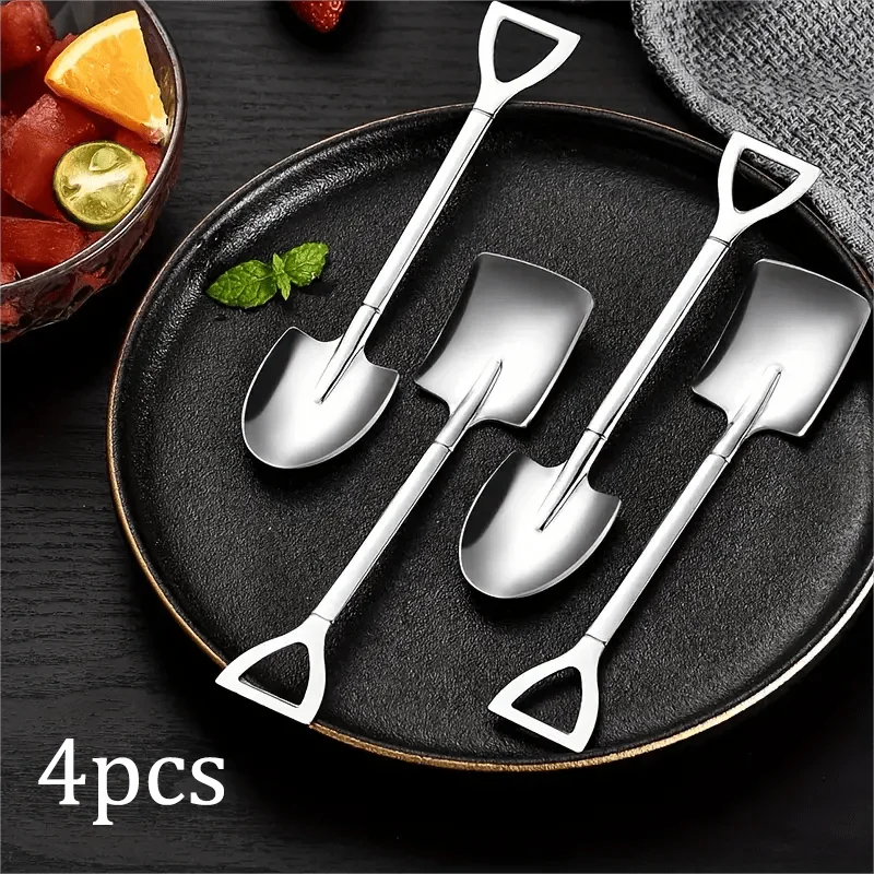 4-Piece Stainless Steel Dessert Spoons – Ice Cream & Fruit Set Dessert Spoon Set Axl Silver