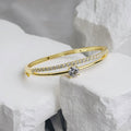 Huitan Cubic Zirconia Bangle Bracelet – Silver & Gold Women Bangle Bracelet Axl XL1470