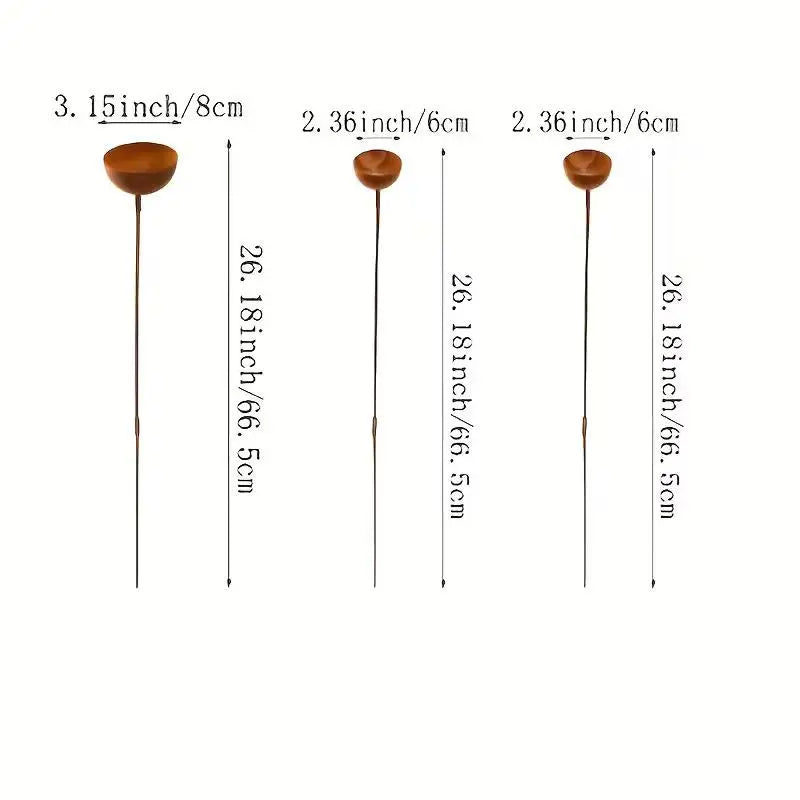3-Piece Rustic Metal Rain Catcher Garden Stakes | Aged Bronze Garden Stake Ornament Axl 3Pcs