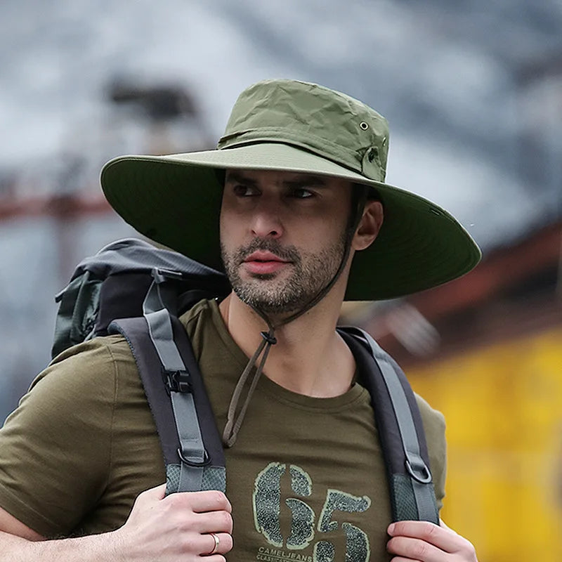 Men's UV Protection Fishing Hat – Breathable Mesh Outdoor Cap Sun Protection Hat Axl green