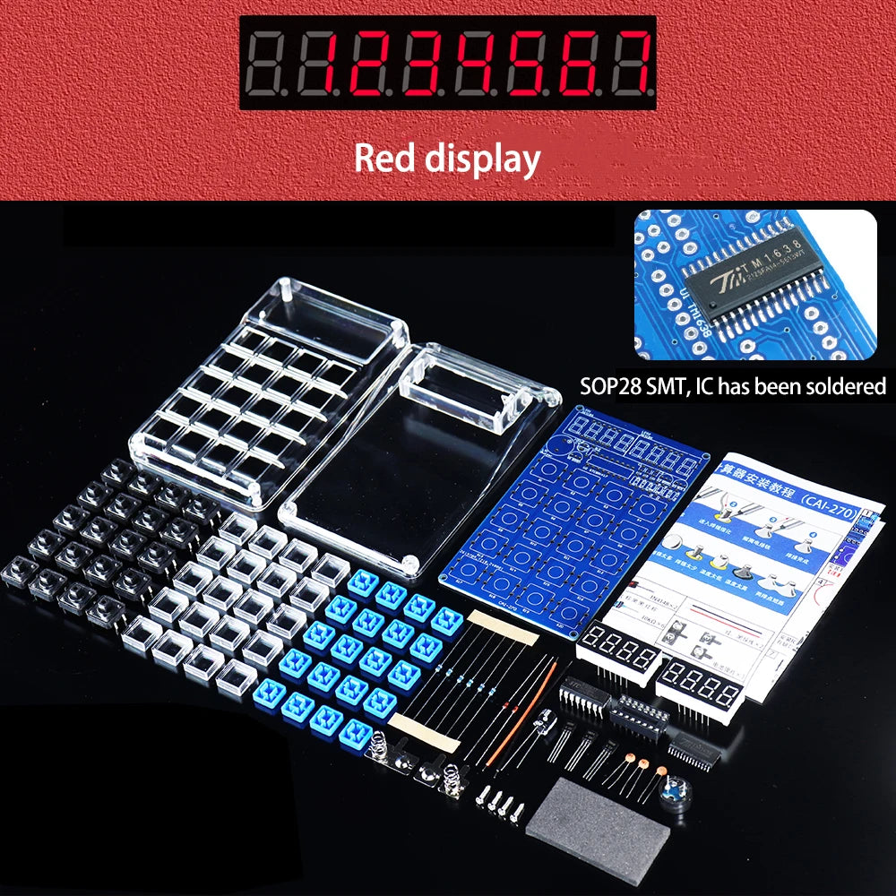 LED Calculator DIY Kit – 51 Microcontroller Soldering Practice DIY Electronics Kit Axl Red