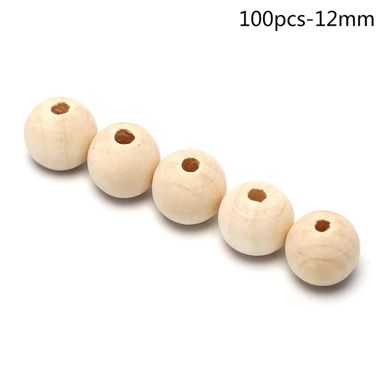 Natural Round Wooden Ball Beads – DIY Jewelry & Craft Beads Wooden Craft Beads Axl 100pcs-12mm