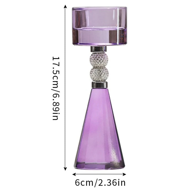Crystal Glass Candle Holder – Luxury Elegant Candlestick Crystal Candle Holder Axl Purple-17.5CM