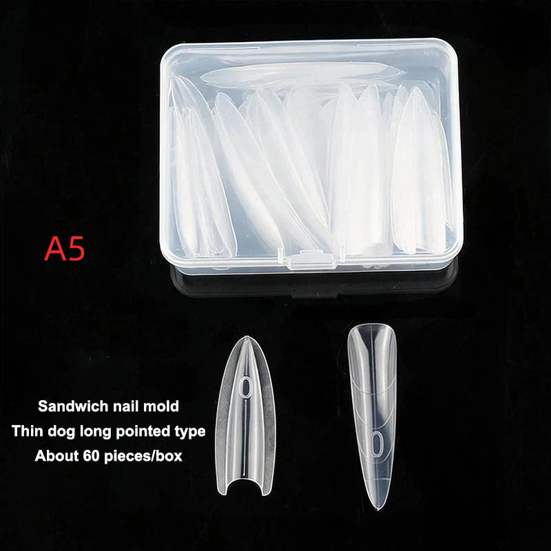 60-Pc Coffin Dual Nail Extension Forms – Acrylic Mold Kit Nail Extension Forms Axl A5