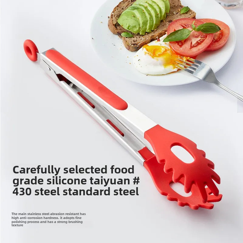 Stainless Steel Silicone Food Tongs – 9" BBQ Kitchen Clip Kitchen Food Tongs Axl