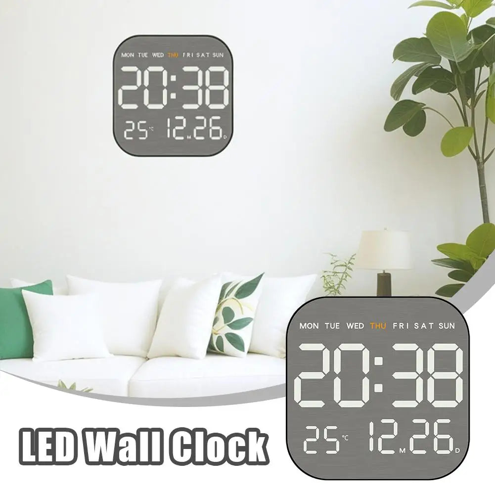 Silent LED Wall Clock – Time, Date & Temp Display | Modern Decor LED Wall Clock Axl