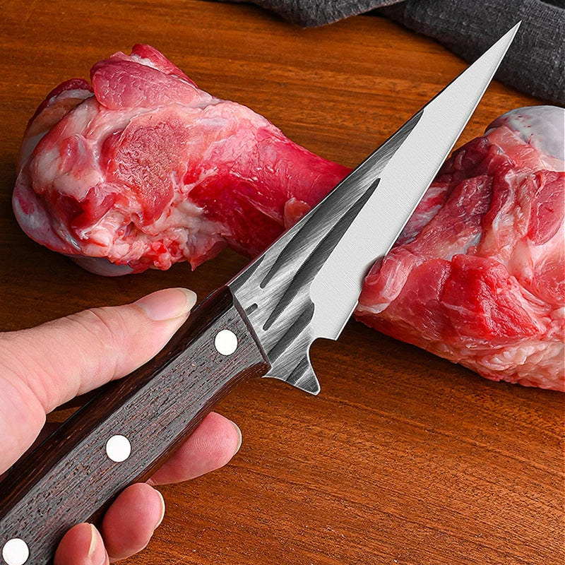 Stainless Steel Boning Knife with Wood Handle & Sheath Boning Knife Axl