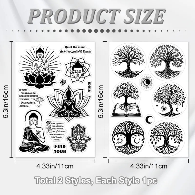 Moon Sun Star Clear Silicone Stamps – 2pc Journaling Set Clear Silicone Stamps Axl AECH04-05108