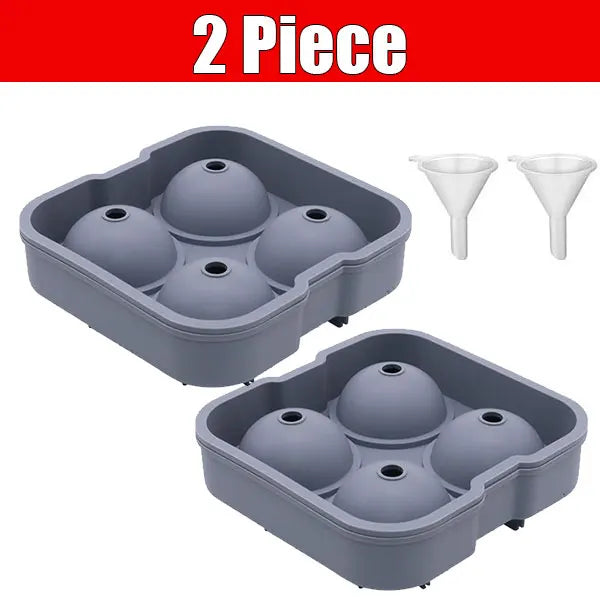 Sphere Ice Ball Mold – 8-Cavity Silicone Round Ice Cube Tray Ice Ball Mold Axl 2pcs Blue-4 Holes