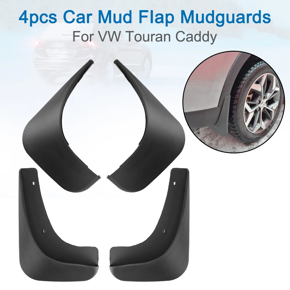 VW Touran & Caddy Mud Flaps – 4-Piece ABS Splash Guard Set Mud Flaps Set Axl