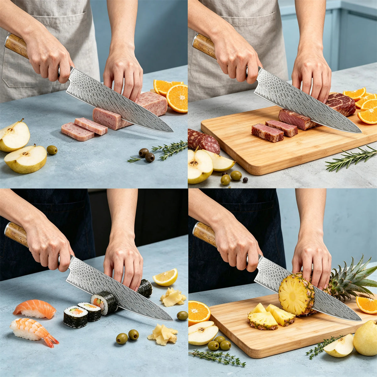 Damascus Steel Chef Knife – 19.4cm Blade for Kitchen & Cooking Damascus Chef Knife Axl