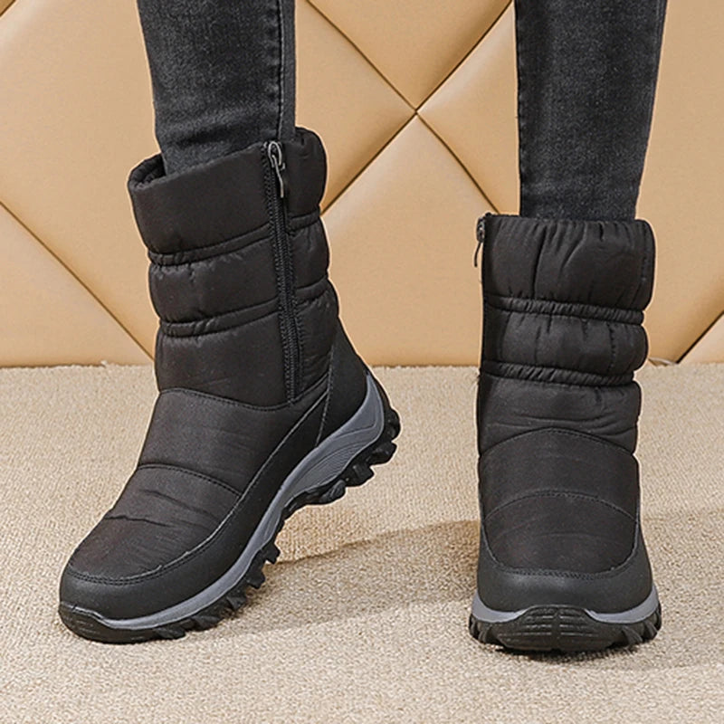 Women's Waterproof Mid-Calf Snow Boots | Non-Slip Winter Women's Snow Boots Axl