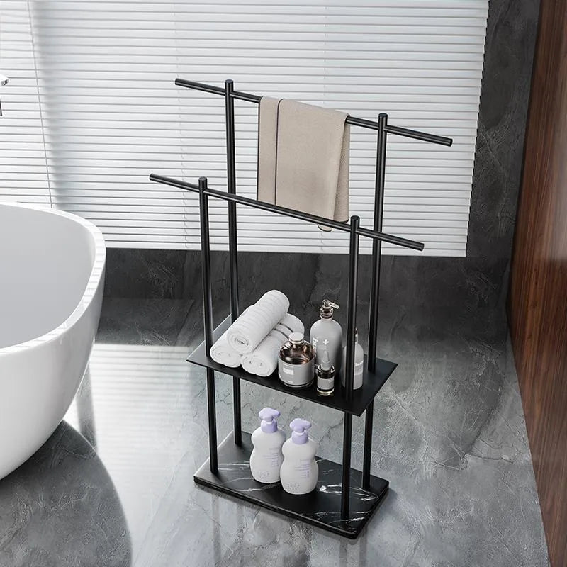 Marble Floor Towel Rack – Modern Double Standing Holder Floor Towel Rack Axl