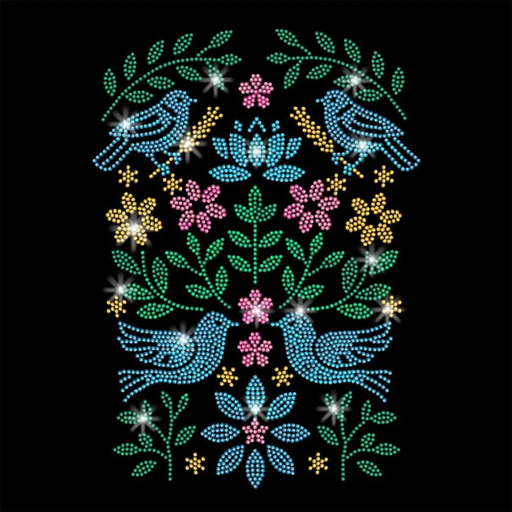 Glass Rhinestone Iron-On Bird Appliqué Patch – 297×210mm Iron-On Rhinestone Patch Axl AECH04-17676
