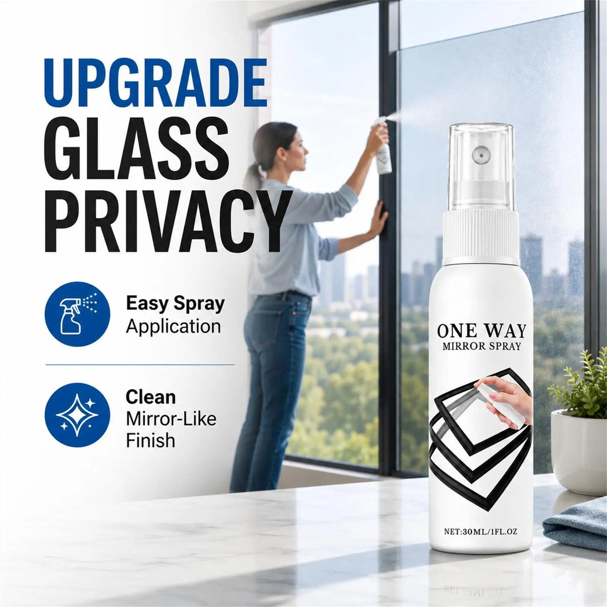 Reflective Window Privacy Spray 30ml – Mirror Glass Coating Window Coating Spray Axl
