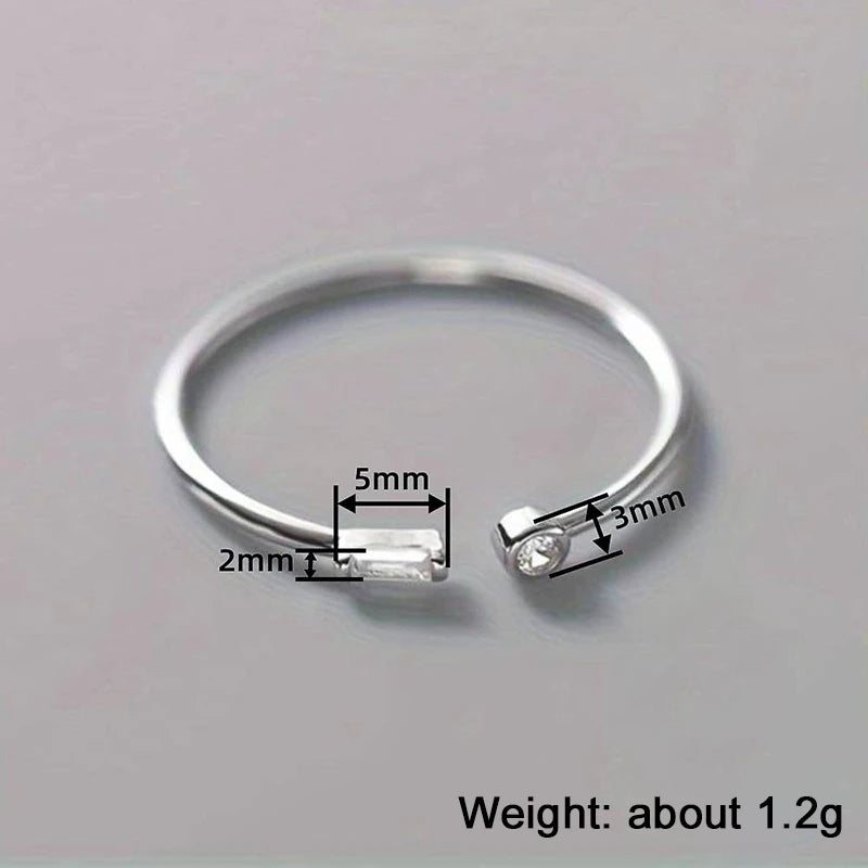 Huitan Baguette CZ Open Ring – Minimalist Thin Statement Ring Fashion Ring Axl